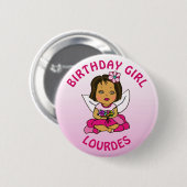 Personalisierte Hübsche Fairy Birthday Girl Button (Vorne & Hinten)