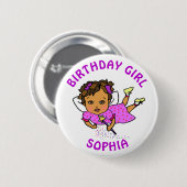 Personalisierte Hübsche Fairy Birthday Girl Button (Vorne & Hinten)