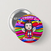 Personalisierte Hübsche Fairy Birthday Girl Button (Vorne & Hinten)