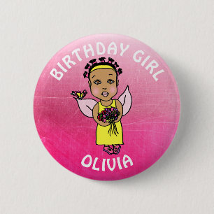 Personalisierte Hübsche Fairy Birthday Girl Button