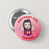 Personalisierte Hübsche Fairy Birthday Girl Button (Vorne & Hinten)