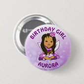 Personalisierte Hübsche Fairy Birthday Girl Button (Vorne & Hinten)