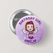 Personalisierte Hübsche Fairy Birthday Girl Button (Vorne & Hinten)