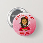 Personalisierte Hübsche Fairy Birthday Girl Button (Vorne & Hinten)