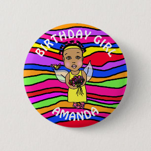 Personalisierte Hübsche Fairy Birthday Girl Button