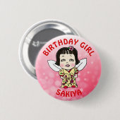 Personalisierte Hübsche Fairy Birthday Girl Button (Vorne & Hinten)