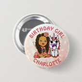 Personalisierte Hübsche Fairy Birthday Girl Button (Vorne & Hinten)