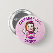 Personalisierte Hübsche Fairy Birthday Girl Button (Vorne & Hinten)