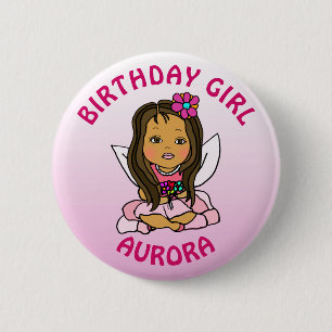 Personalisierte Hübsche Fairy Birthday Girl Button