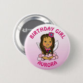 Personalisierte Hübsche Fairy Birthday Girl Button (Vorne & Hinten)