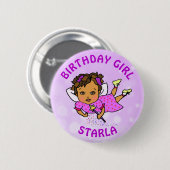 Personalisierte Hübsche Fairy Birthday Girl Button (Vorne & Hinten)