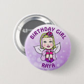 Personalisierte Hübsche Fairy Birthday Girl Button (Vorne & Hinten)