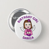Personalisierte Hübsche Fairy Birthday Girl Button (Vorne & Hinten)