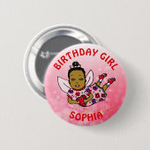 Personalisierte Hübsche Fairy Birthday Girl Button (Vorne & Hinten)
