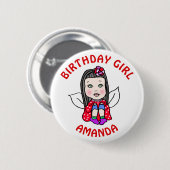 Personalisierte Hübsche Fairy Birthday Girl Button (Vorne & Hinten)