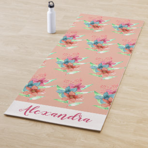 Personalisierte hübsche florale Pfirsich-Muster-Yo Yogamatte