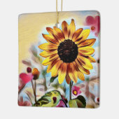 Personalisierte Hübsche Gelbblüte Weihnachten Keramikornament (Links)