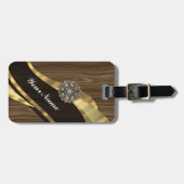 Personalisierte hübsche Imitate aus dunklem Eichen Gepäckanhänger (Vorderseite horizontal)