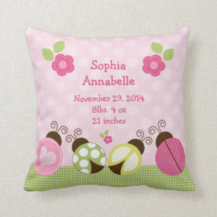 Personalisierte "Hübsche Ladybugs & Blume" Kissen