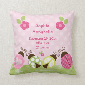 Personalisierte "Hübsche Ladybugs & Blume" Kissen