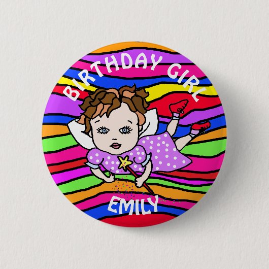 Personalisierte Hübsche Lila Märchengeburt Button (Vorderseite)