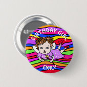 Personalisierte Hübsche Lila Märchengeburt Button (Vorne & Hinten)