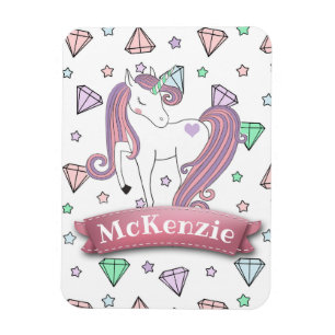 Personalisierte Hübsche Pastel Unicorn   Diamantg Magnet