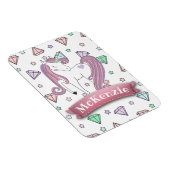 Personalisierte Hübsche Pastel Unicorn | Diamantgr Magnet (Rechte Seite)