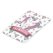 Personalisierte Hübsche Pastel Unicorn | Diamantgr Magnet (Linke Seite)