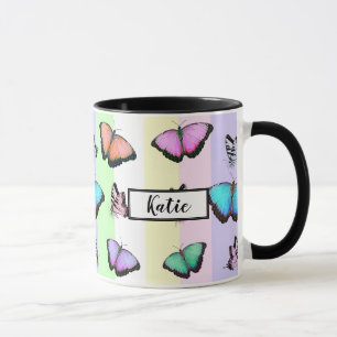 Personalisierte Hübsche Pastelschmetterlinge Tasse