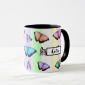 Personalisierte Hübsche Pastelschmetterlinge Tasse (VorderseiteRechts)