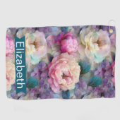 Personalisierte hübsche Perlmutt-Blumen Golfhandtuch (Horizontal)