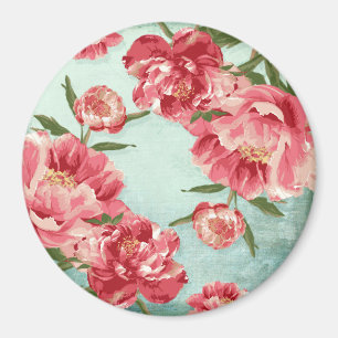 Personalisierte hübsche Retro-Blumen-Chintz-Pfings Magnet