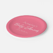 Personalisierte hübsche rosa Babyparty Pappteller (Schrägansicht)