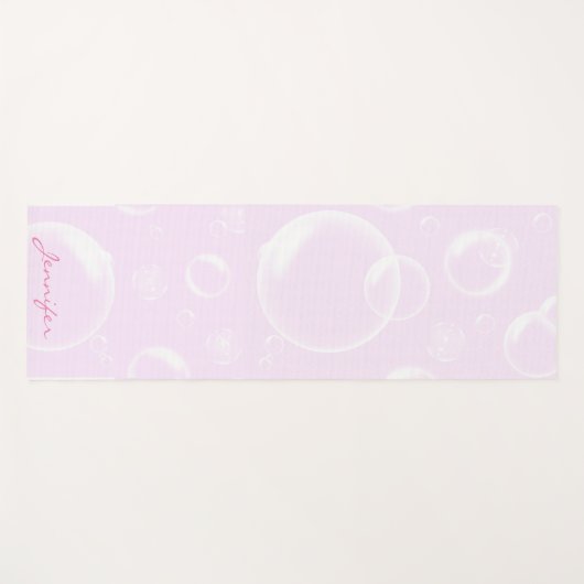 Personalisierte Hübsche Rosa Blasen Name Yoga Mat Yogamatte (Vorderseite (Horizontal))