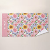 Personalisierte hübsche rosa Blume Badehandtuch (Badehandtuch)