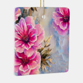 Personalisierte Hübsche Rosa Blume Blumenweihnacht Keramikornament (Rechts)