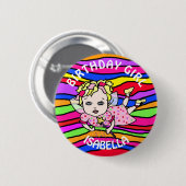 Personalisierte Hübsche Rosa Fee Geburtstagskarte Button (Vorne & Hinten)