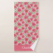 Personalisierte hübsche rosa florale Blume Badehandtuch (Badehandtuch)