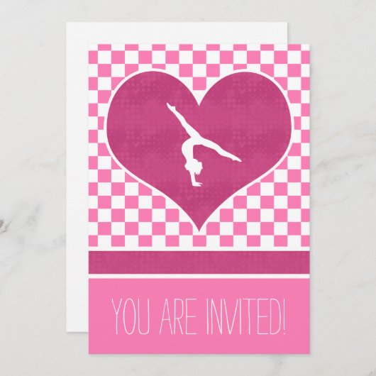 Personalisierte Hübsche rosa Geländerbahn Einladung (Vorne/Hinten)