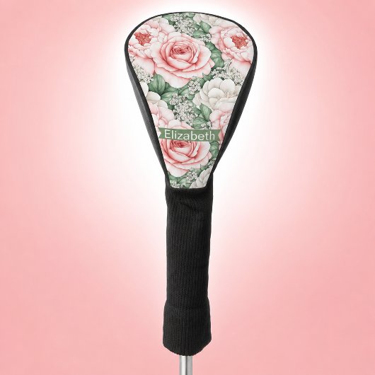 Personalisierte hübsche rosa Rosen Golf Headcover
