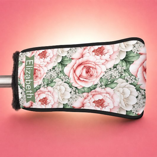 Personalisierte hübsche rosa Rosen Golf Headcover