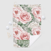 Personalisierte hübsche rosa Rosen Golfhandtuch (Insitu)