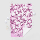 Personalisierte hübsche rosa Schmetterlinge Golfhandtuch (Insitu)
