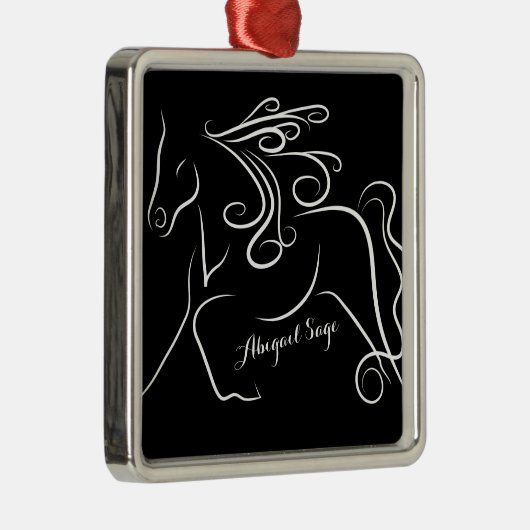 Personalisierte Hübsche Schwarz-weiße Silhouette Silbernes Ornament (Rechts)