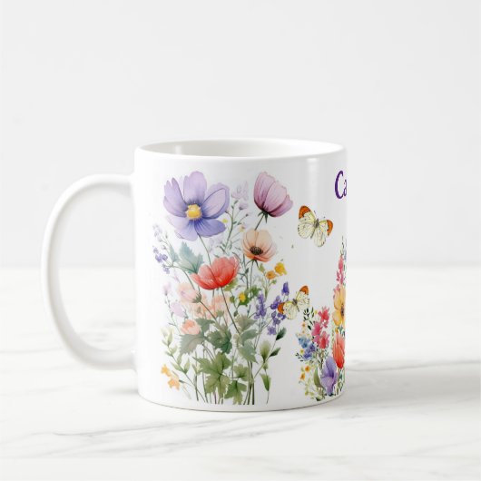 Personalisierte Hübsche Sommer-Blume Kaffeetasse (Links)