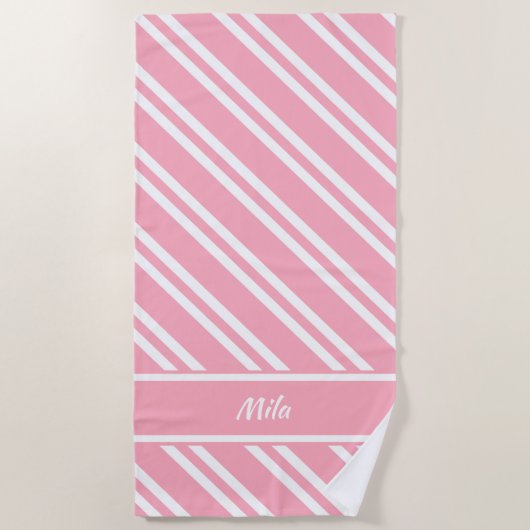 Personalisierte, Hübsche Streifen Strandtuch (Vorderseite)