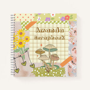 Personalisierte hübsche Vintage-Scrapbooking-Pilze Notizblock