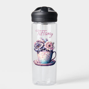 Personalisierte hübsche Vintage-Teetasse mit Blume Trinkflasche