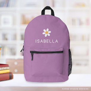 Personalisierte hübsche violette Gänseblümchen-Gir Bedruckter Rucksack